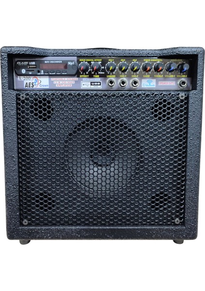 A-200 | Portatif Taşınabilir Çanta Amfi | 50+50 Watt | Elektro Saz & Elektro Gitar Için | Bluetooth & USB & Mikrofon Girişli | Profesyonel Sahne Amfisi