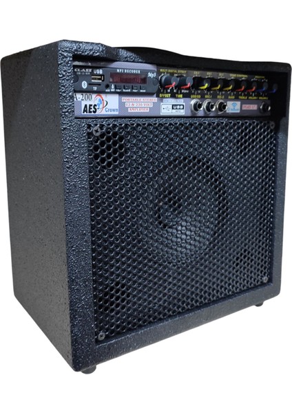 A-200 | Portatif Taşınabilir Çanta Amfi | 50+50 Watt | Elektro Saz & Elektro Gitar Için | Bluetooth & USB & Mikrofon Girişli | Profesyonel Sahne Amfisi