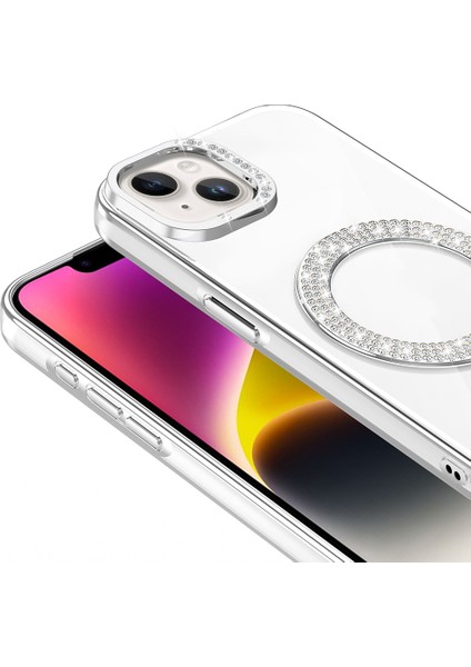 iPhone 13 Kılıf Pırlanta Taş Tasarımlı M-Safe Şarj Özellikli Karetta Silikon Kılıf modelleri