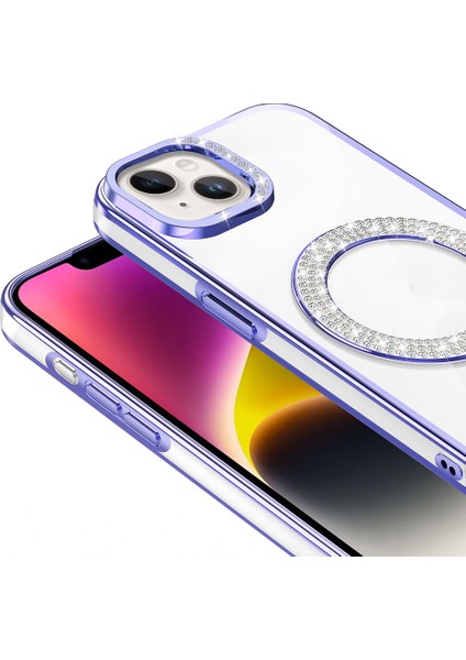 iPhone 13 Kılıf Pırlanta Taş Tasarımlı M-Safe Şarj Özellikli Karetta Silikon Kılıf modelleri