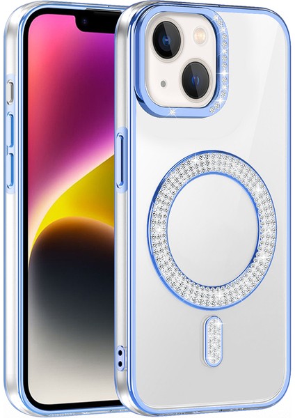 iPhone 13 Kılıf Pırlanta Taş Tasarımlı M-Safe Şarj Özellikli Karetta Silikon Kılıf modelleri