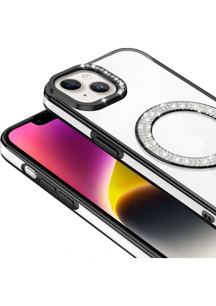 iPhone 13 Kılıf Pırlanta Taş Tasarımlı M-Safe Şarj Özellikli Karetta Silikon Kılıf fiyatları