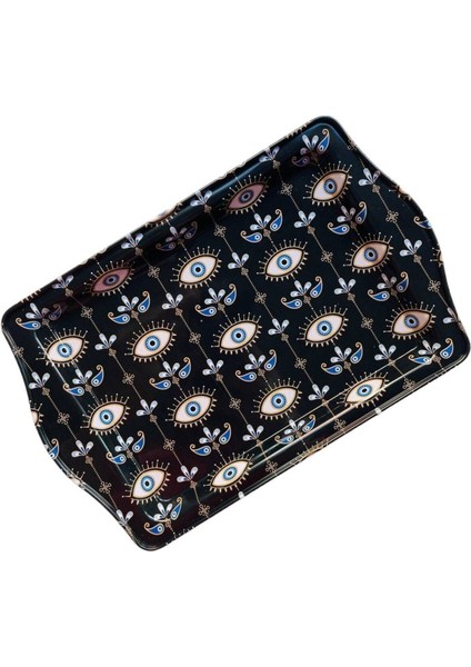 Metal Tepsi, Sunum Self Servis Tepsisi, 25X16 Nazar Boncuklu Siyah Tepsi fiyatları