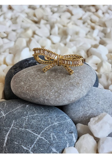 Fiyonk Kurdela Model Ayarlanabilir Gold Renk Çelik Yüzük