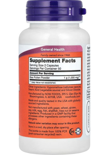 Bee Pollen Caps 500 Mg 100 Kapsül Her Servis 2 Kapsül 1000 mg fiyatları