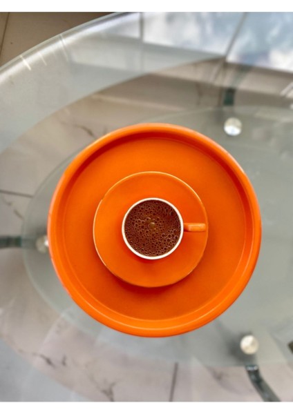 Metal Turuncu Tek Kişilik Dekoratif Çay, Kahve ve Pasta Servisi Sunum Tepsisi 23 cm fırsatları