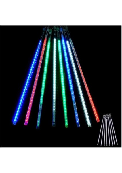 3.2m Meteor Kayan LED Rgb LED 8'li Iç Mekan ve Dış Mekan Bahçe Teras Yazlık Ev Ofis Dekor Süsleme