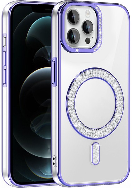 iPhone 12 Kılıf Pırlanta Taş Tasarımlı M-Safe Şarj Özellikli Karetta Silikon Kılıf fiyatları