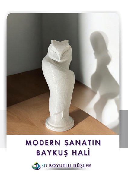 Baykuş -Mermer Desen - Dekoratif Obje - Biblo-Figür