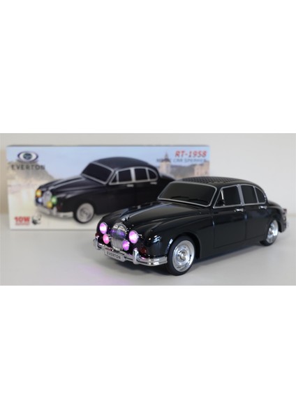RT-1958 Siyah Arabalı Bluetooth Fm-Usb-Tf-Aux Şarjlı Nostaljik Radyo