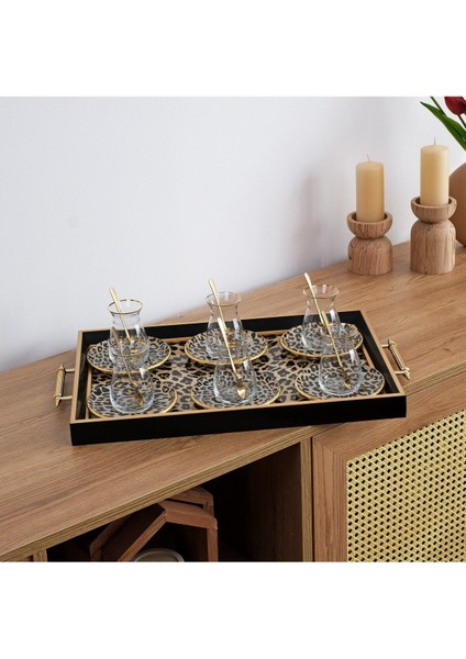 Leopar Somon 6 Kişilik 19 Parça Tepsili Çay Takımı