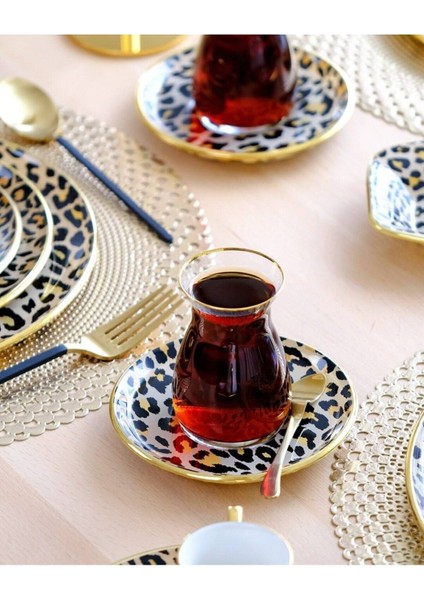 Leopar Somon 6 Kişilik 19 Parça Tepsili Çay Takımı indirimleri