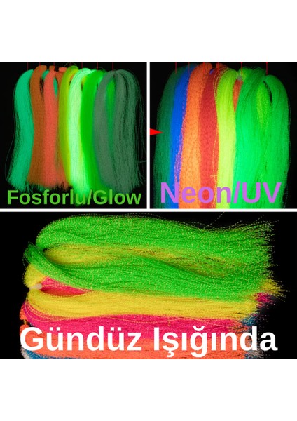 Fosforlu Karanlıkta Parlayan, Sarı Glow / Luminous In The Dark, Ultraviyole (Uv) Neon Işıkta Parlayan 1 Adet Poşet Çapari Simi
