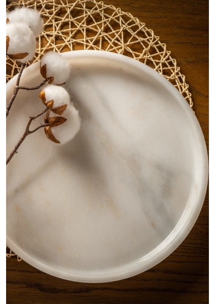 Beyaz Mermer Sunum Tepsi