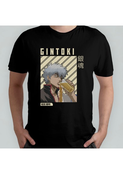 Gintama Gin Tama Gintoki Sakata Unisex %100 Pamuklu Bisiklet Yaka T-Shirt Model 1