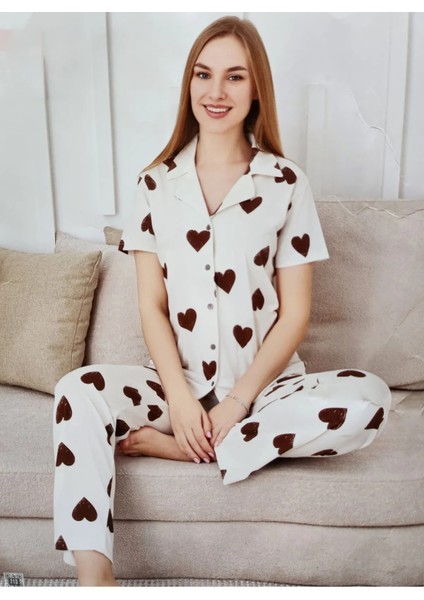 Gömlek Yaka Önden Düğmeli Kadın Pijama Takımı 6800