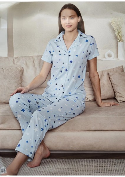 Gömlek Yaka Önden Düğmeli Kadın Pijama Takımı 6800