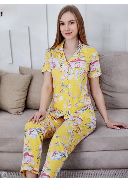 Gömlek Yaka Önden Düğmeli Kadın Pijama Takımı 6800