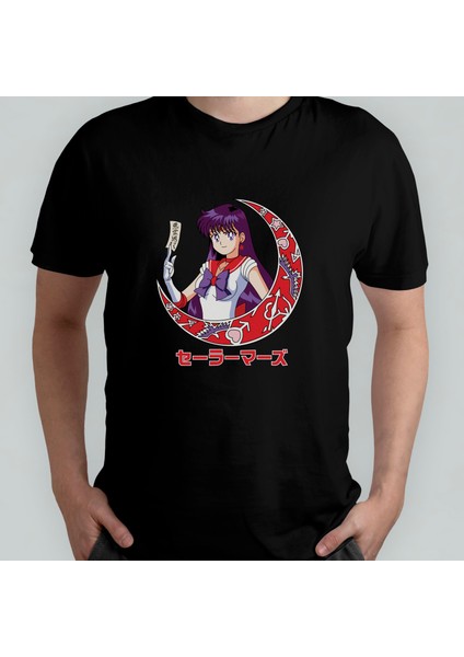 Sailor Moon Sailor Mars Rei Hino Unisex %100 Pamuklu Bisiklet Yaka T-Shirt