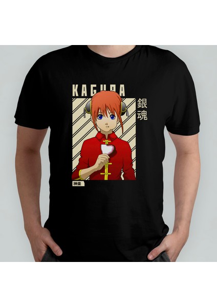 Gintama Gin Tama Kagura Unisex %100 Pamuklu Bisiklet Yaka T-Shirt Model 4