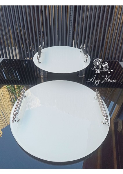 Beyaz Cam 2 Li Söz Nişan Tepsisi /isteme Kahve Sunum - Söz Nişan Yüzük Tepsisi fiyatları