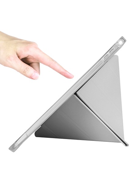 Apple iPad 11.nesil A16 11 Inç Kılıf Yatay ve Dikey Standlı Uyku Modlu Kalemlikli Trifold Arkası Soft Silikon Smart Kılıf