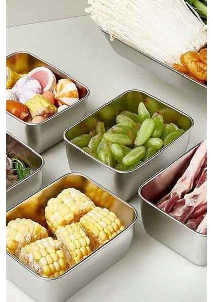 Paslanmaz Çelik Saklama Kabı 2 Adet