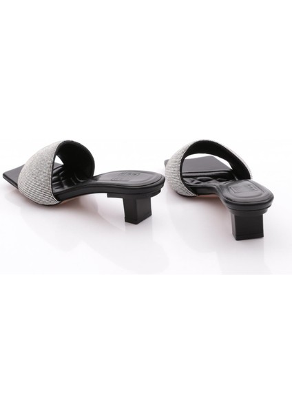 8011 Kadin Silver Taşli Kisa Topuklu Terlik modelleri