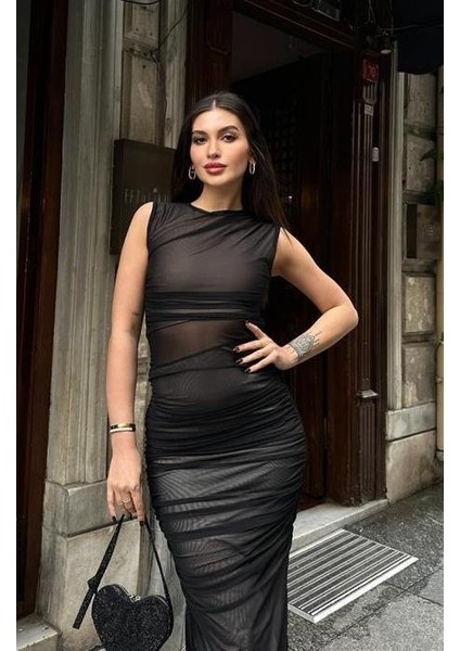 Cindy Transparan Tül Elbise