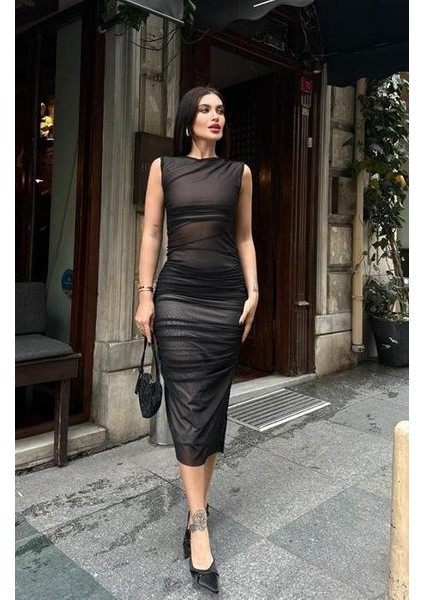 Cindy Transparan Tül Elbise