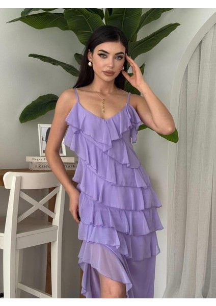 Ples Yırtmaç Detaylı Elbise