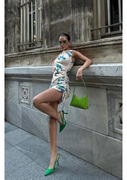 Marilyn Desenli Büzgülü Elbise indirimleri