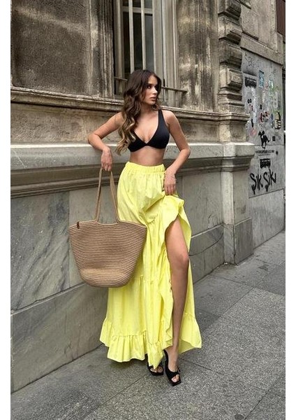 Audrey Fıfrlı Yırtmaç Detay Etek fiyatları