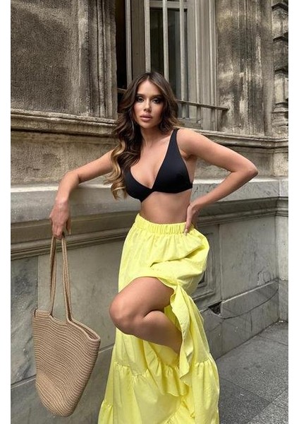 Audrey Fıfrlı Yırtmaç Detay Etek fırsatları