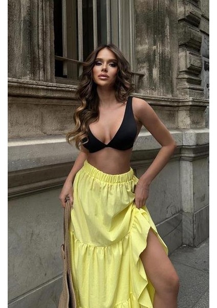 Audrey Fıfrlı Yırtmaç Detay Etek indirimleri