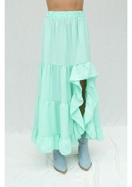 Audrey Fıfrlı Yırtmaç Detay Etek fiyatları