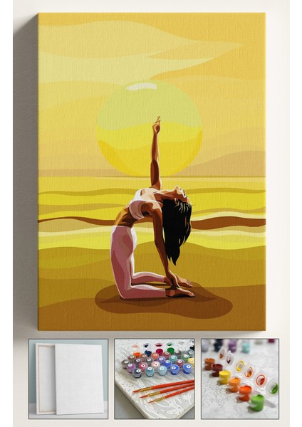 Sayılarla Boyama Çerçeveli Hobi Seti Numaralı Tuval Fırça Boya Dahil Kasnaklı 40X50 cm Pilates