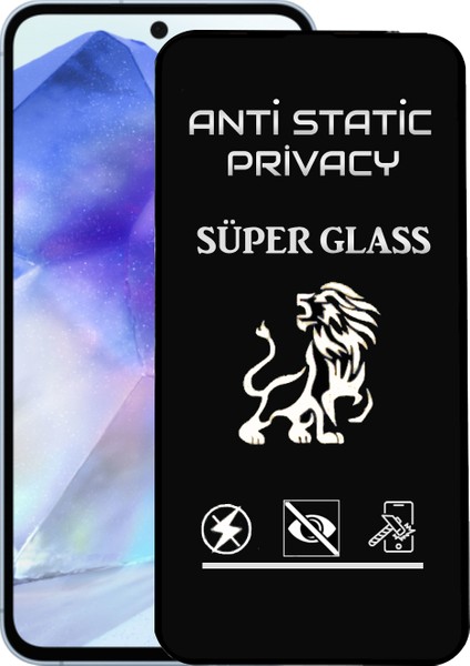 Caseworld Samsung Galaxy A55 Tam Kaplayan Anti Statik Hayalet Süper Cam Ekran Koruyucu
