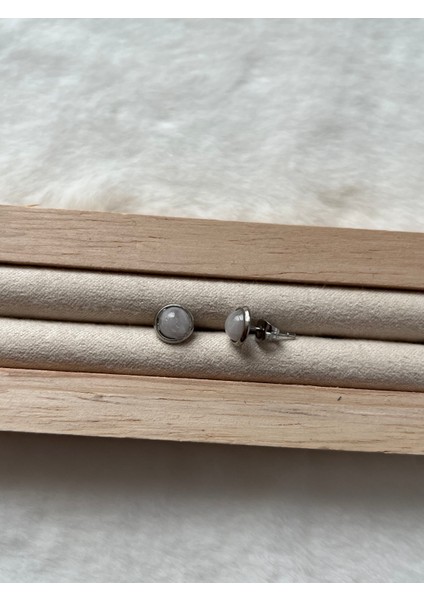 Pembe Kuvars Çelik Çivi Küpe