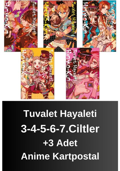 Tuvalet Hayaleti Hanako-Kun 3-4-5-6-7.ciltler (5 Kitap) | Anime Kartpostallar