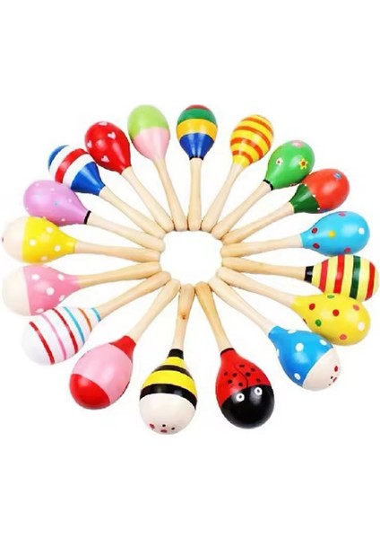 10 Adet Ahşap Marakas (20 Cm) Ritim Müzik Aleti Okul Öncesi Ahşap Oyuncak