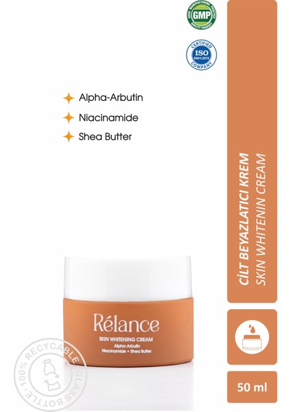 Cilt Beyazlatıcı Krem 50 ml (ALPHA-ARBUTİN, NİACİNAMİDE & SHEA BUTTER)