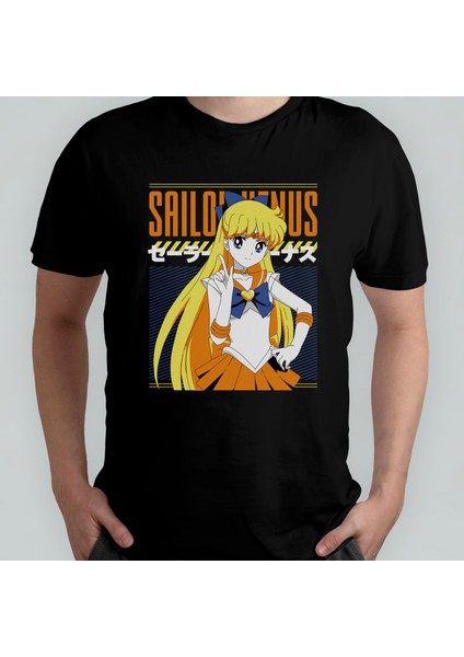 Sailor Moon Sailor Venus Minako Aino Unisex %100 Pamuklu Bisiklet Yaka T-Shirt Model 2