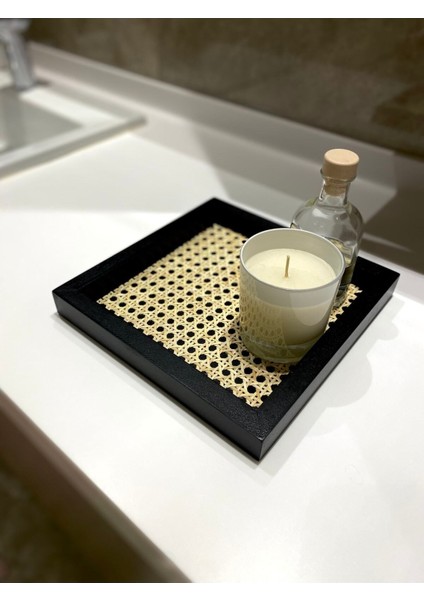 Rattan Hazeran Kare Tepsi SIYAH-24X24 cm (%100 Doğal Hazeran) modelleri