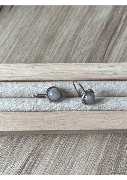 Pembe Kuvars Çelik Küpe modelleri