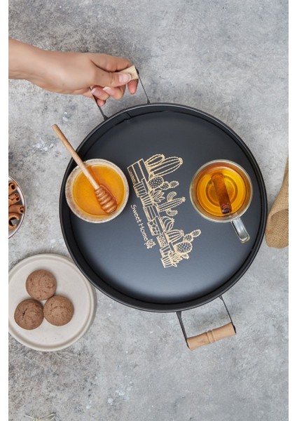 Country Yuvarlak Siyah Tepsi 29 cm fiyatları