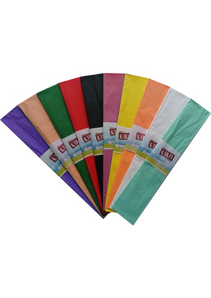 Karışık Renk Krapon Kağıdı 10 Renk 50X200 cm 10'lu Paket