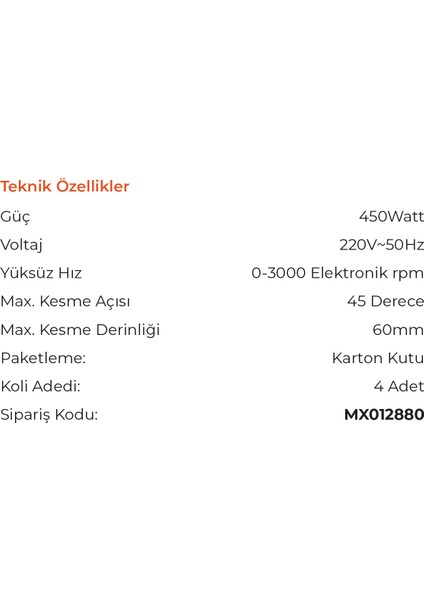 Max Extra MX2880 - Elektronik Devirli Planya Makinesi 450 Watt