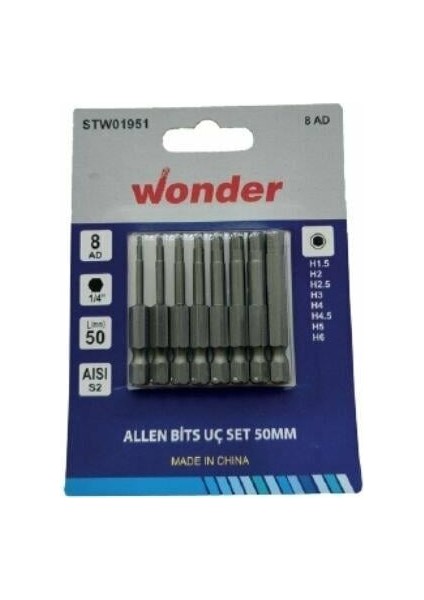 Allen Bits Uç Seti 50MM 8 Li Paket