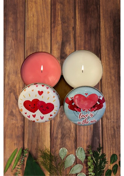 Dekoratif Hediyelik Lavanta Kokulu Metal Kutulu Mum Aşk Love Serisi 7x3,5cm modelleri